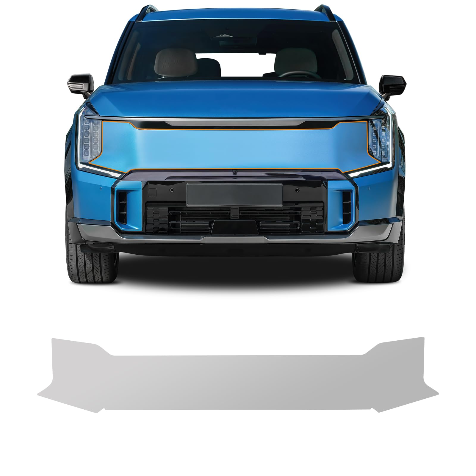 FDAIUN Precut Car Paint Protective Film for Kia EV9 GT-Line 2023 2024 Gloss Clear PPF Self Healing TPU HD Film Scratch Protector Exterior Accessories (Front Bar Center Part 1Pcs)
