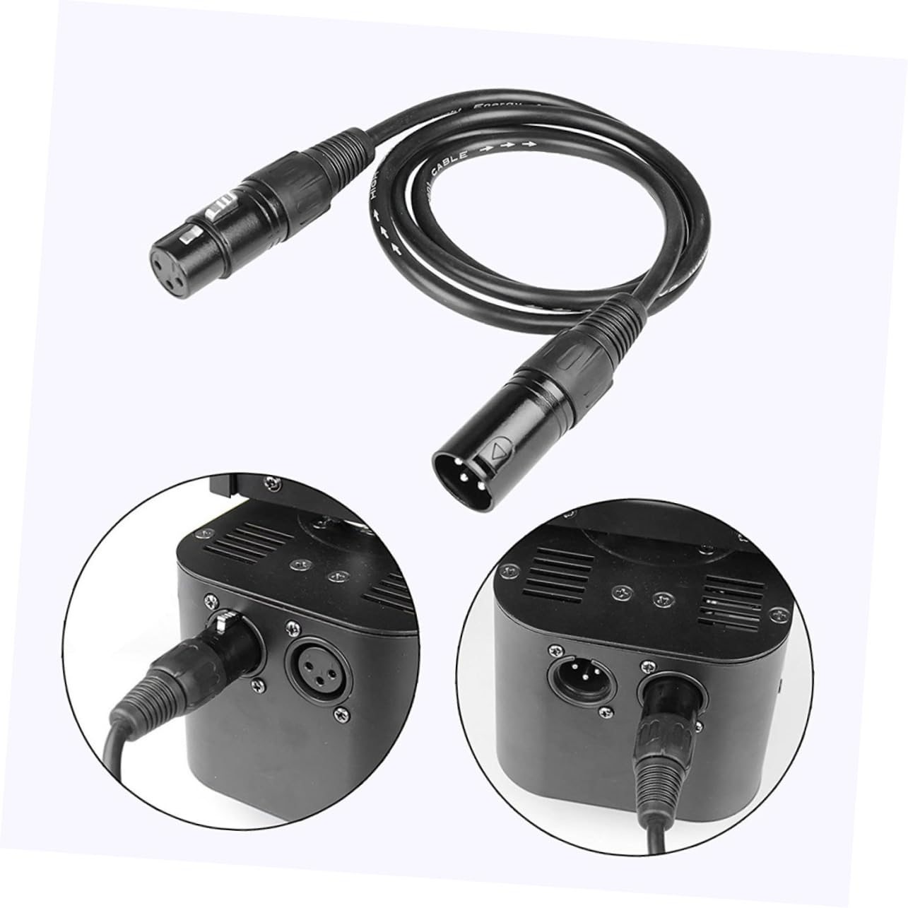 HEMOTON Cavo Dmx 512 Abs Nero 4 Pezzi Cavi per Luci Dj e Sistemistica Professionale