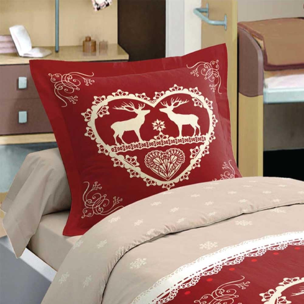 COPRIPIUMINO 100% COTONE VAL GARDENA ROSSO TIROLO CON PATELLA – Italy Sweet Home