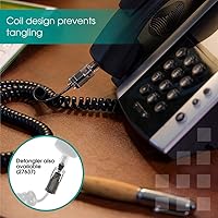 Vista 3 de Cable telefónico enrollado Power Gear, 4 pies enrollado, 25 pies desenrollado, cable telefónico compatible con todos los teléfonos fijos, para uso