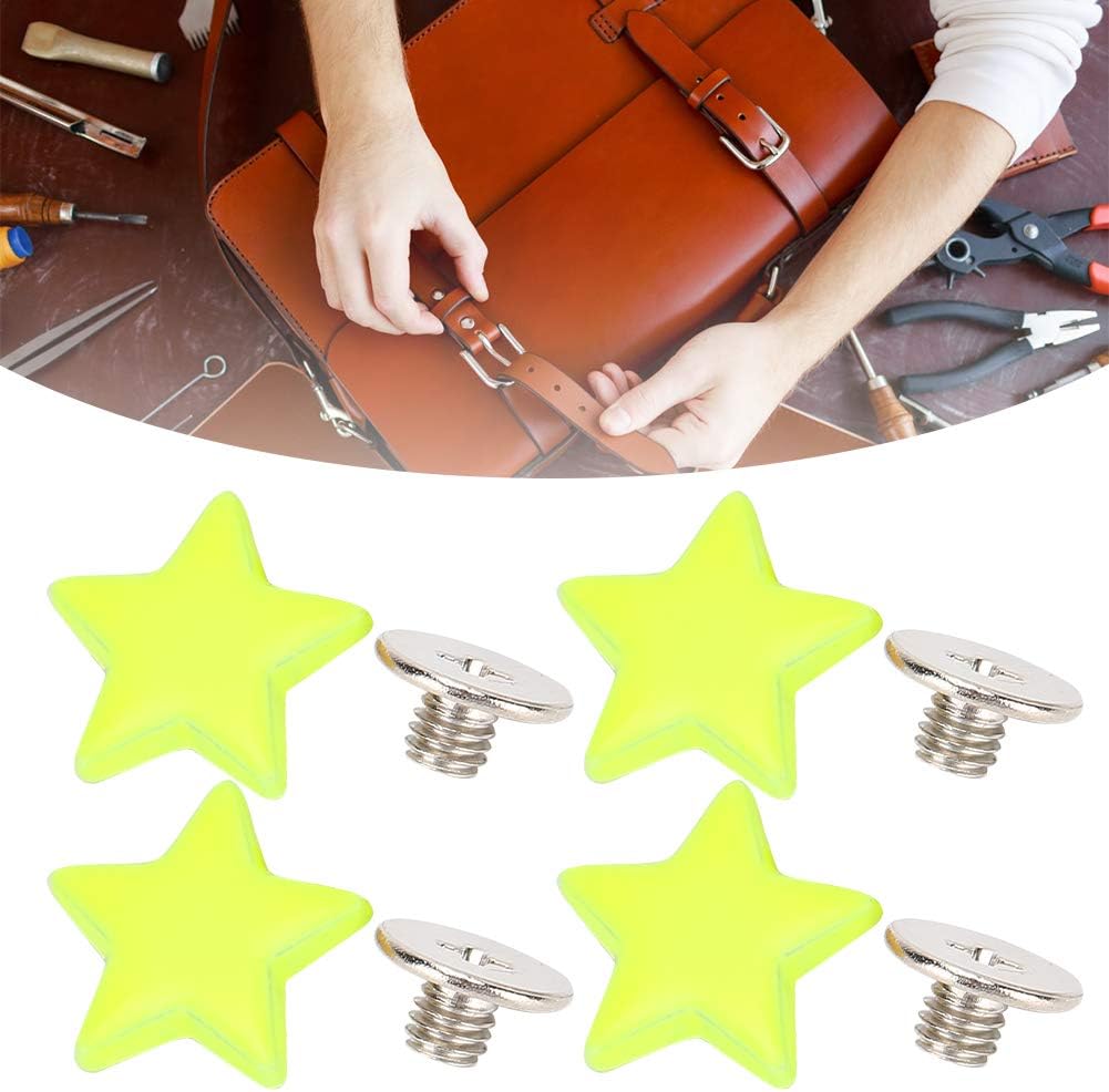 Star Rivets Stud Screw Zinc Alloy DIY Flat Button 12mm 50 Sets Durable Proof Craft Accessories for Bags Clothes Shoes Belts (Fluorescent Green)