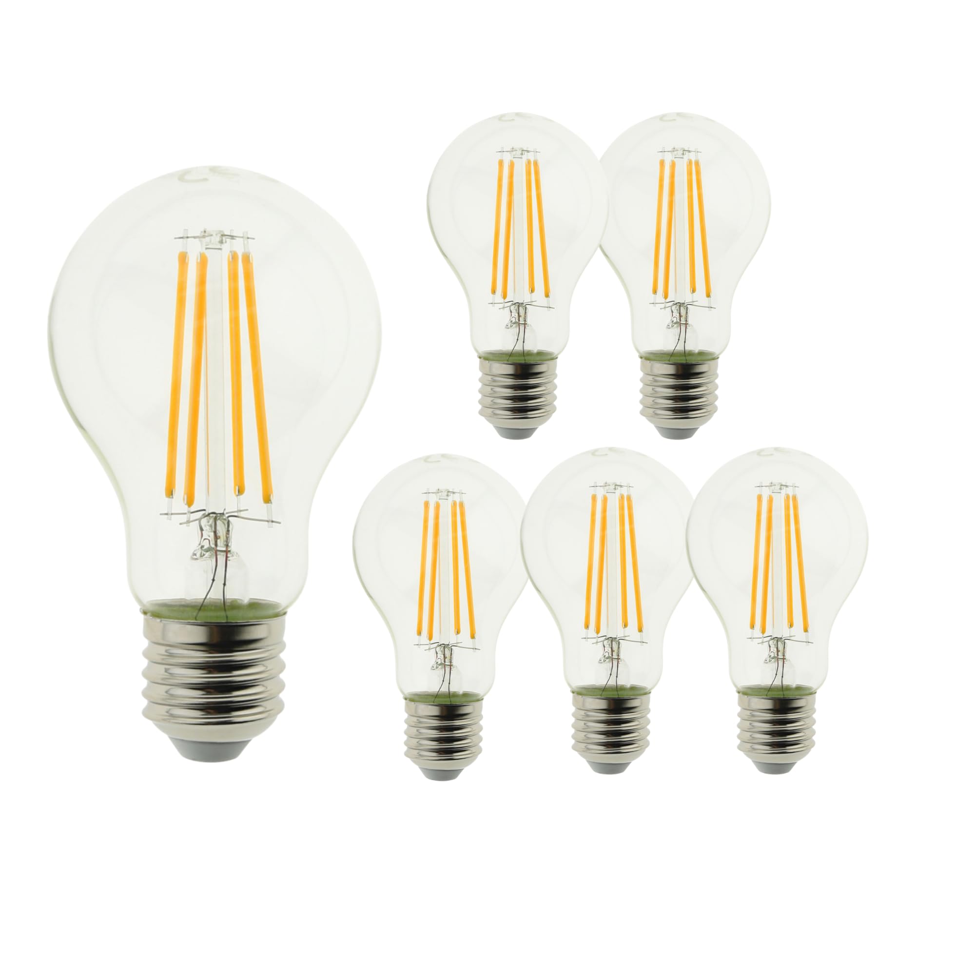BLAUPUNKT E27 Edison Screw LED Bulb A60 Retro, 8 Watt, 2700K Clear 6-Pack