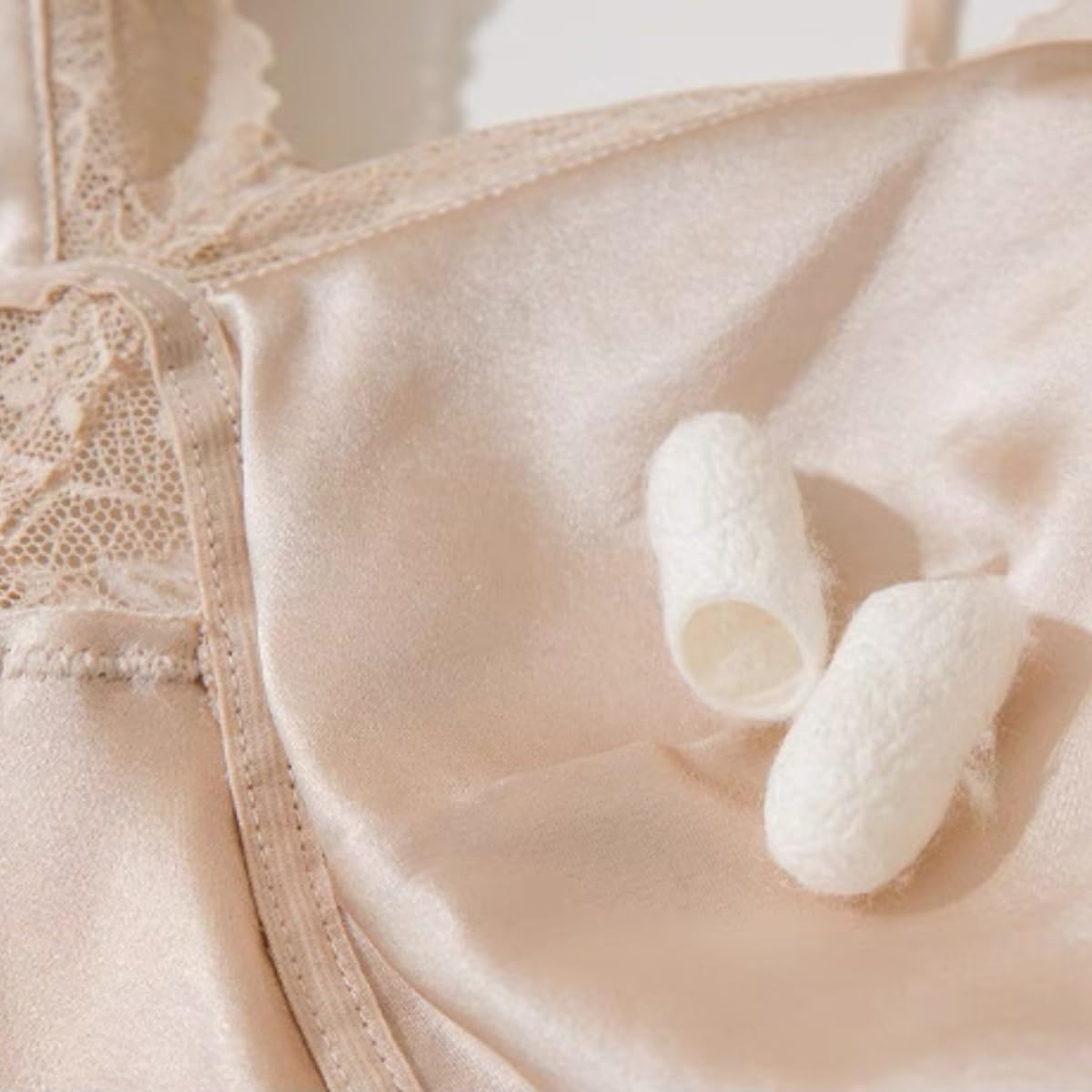 SilRiver Silk Bralette Satin Cami with Built in Bra Tank Top for Women Wireless Padded Bra Camisole Tops with Lace Trim - Image 4