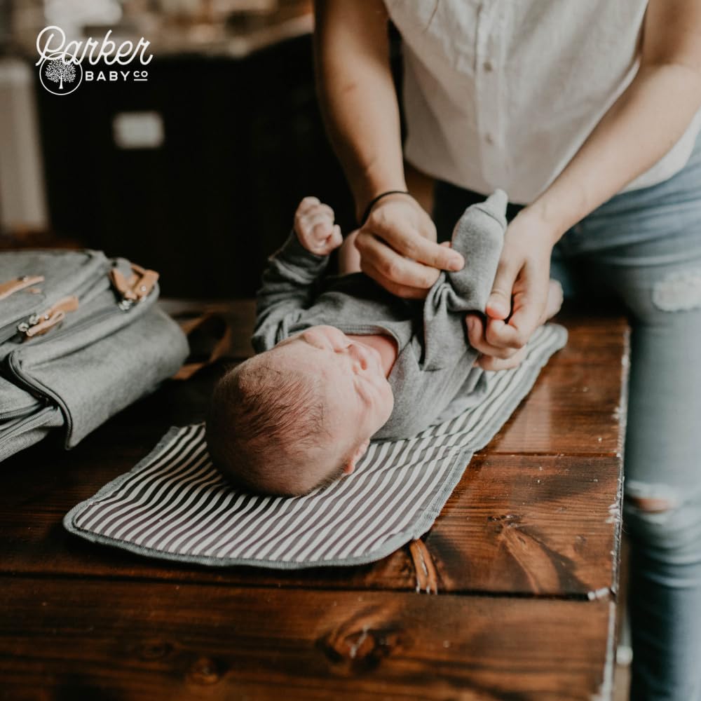 Parker Baby - Cambiador portátil para pañales de bebé, cambiador de pañales portátil, cambiador para viajes, cambiador de bebé con bolsa de abedul