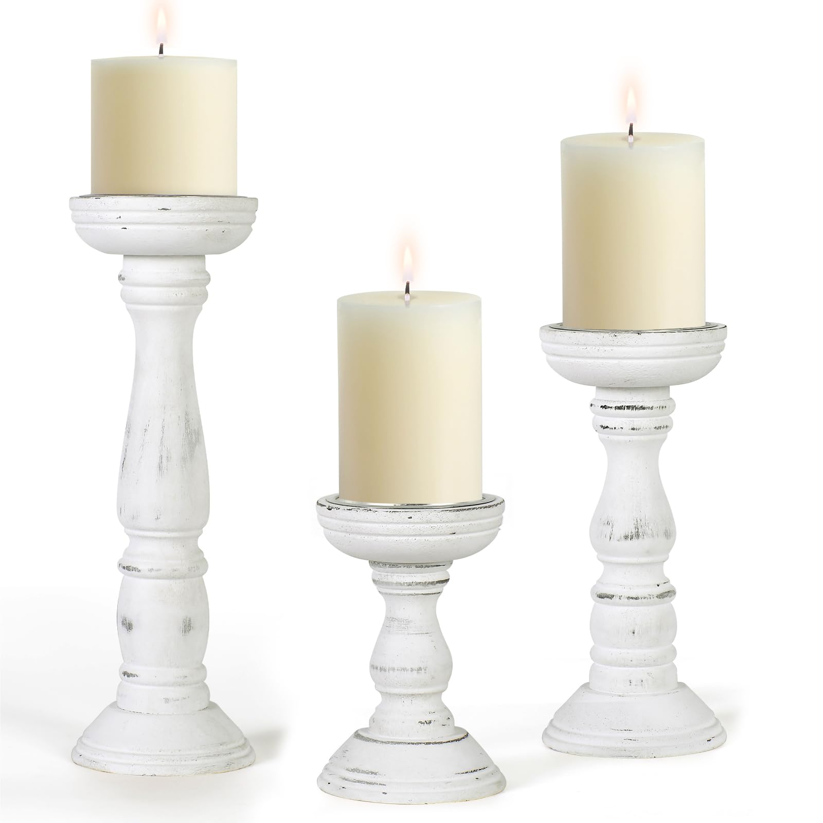 Snapklik.com : 3 Set Large Candle Holders For Pillar Candles Farmhouse ...