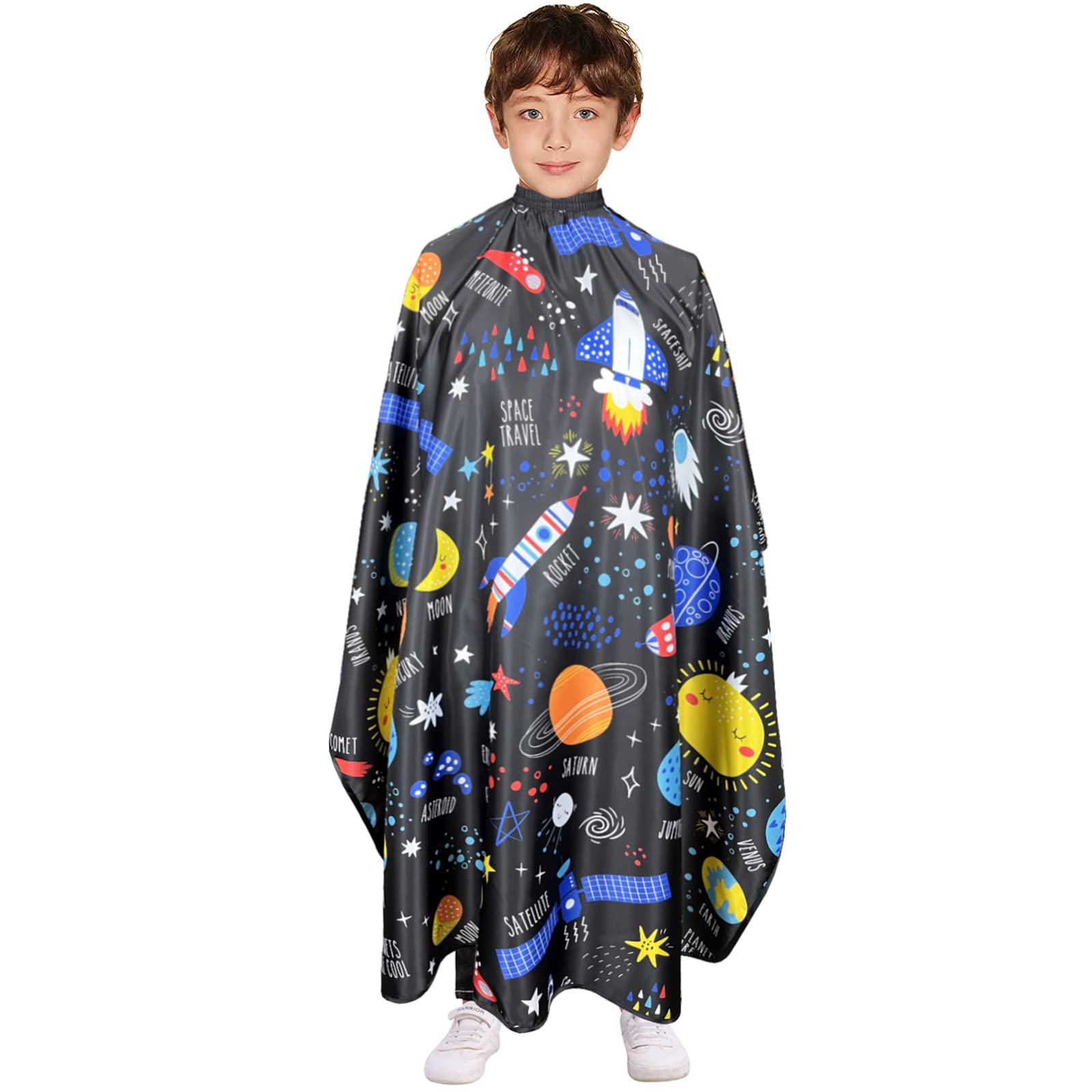 Pelocapa Barber Capes for Kids Hair Cutting Cape Salon Hairdressing Cape for Boys Girls Waterproof & Light Weight & Machine Washable - 39”× 51”(Galaxy