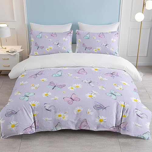 Miniatura 14 de SOULZZZ Juego de funda de edredón de hongos salvajes morados, tamaño individual, hojas de otoño, juego de ropa de cama de hongos coloridos