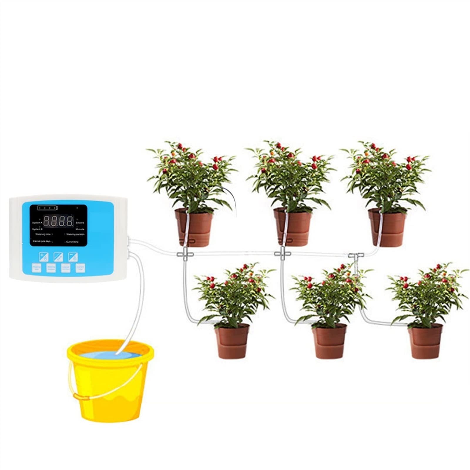 Kit di irrigazione a goccia automatica Timer dell'acqua Dispositivo di annaffiatura automatico Kit di autoacqua di autoaterinario di irrigazione a goccia solare Doppia pompa per Piante in Vaso da Este
