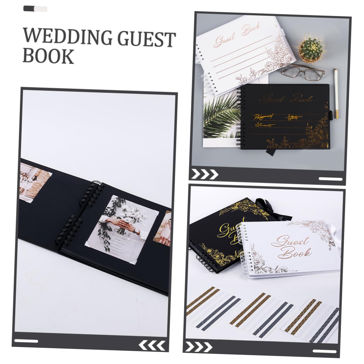 VILLCASE Libro degli Ospiti per Matrimonio Album di Ritagli Libro delle Firme Portatile per Feste per Fidanzamenti