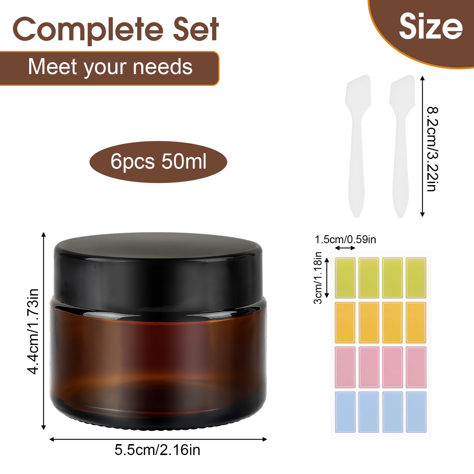 50ml Amber Glass Jars - Image 2