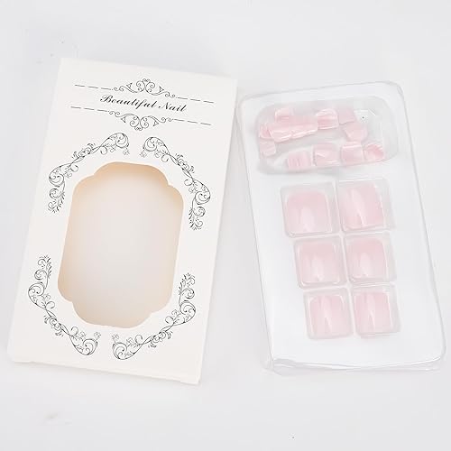 Miniatura 7 de Anyos - Uñas postizas a presión para mujer, uñas postizas cortas y arcílicas, uñas postizas cuadradas grandes, 24 uñas artificiales con 48