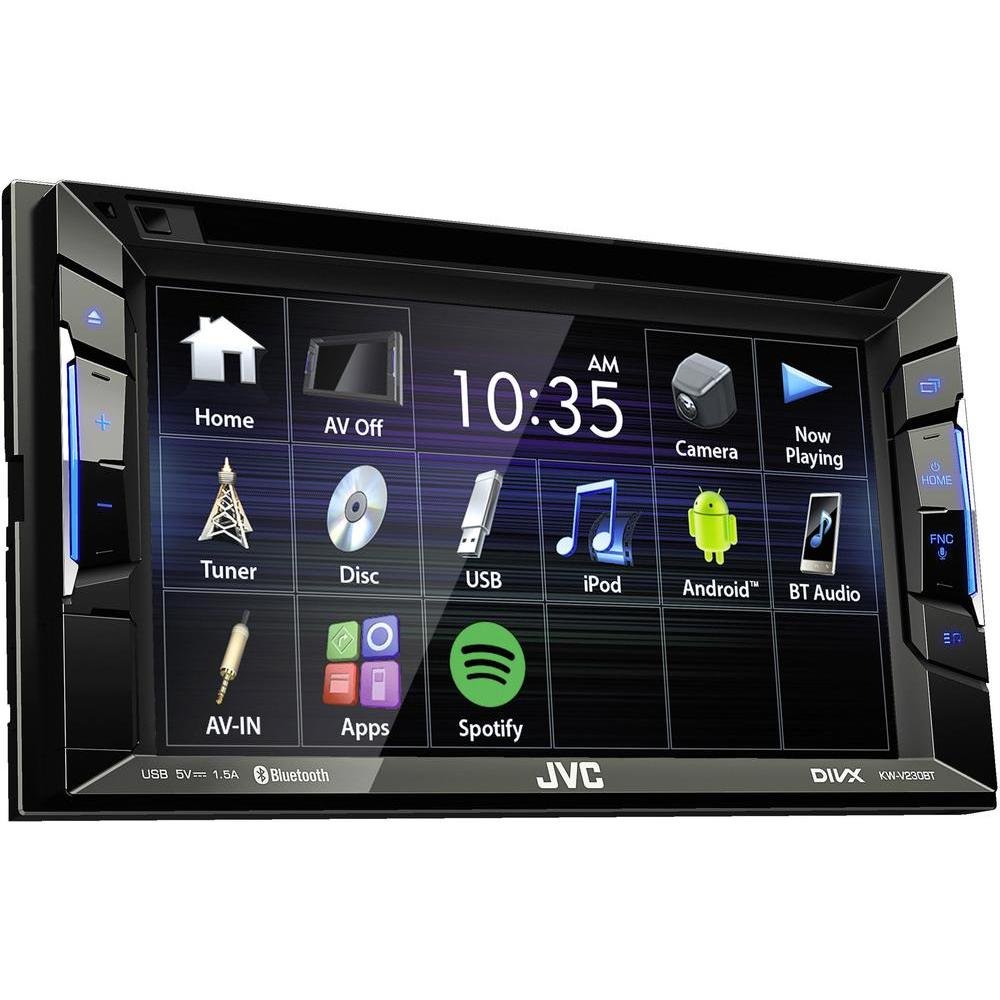 JVC KW V230BT DVD/CD/USB Reciever with Built-in Bluetooth and VGA Resolution 15.7 cm (6.2 inch) Touch Panel Black