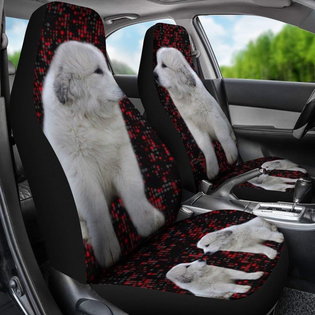 Great Pyrenees Dog with Red Dots Print Car Seat Coves