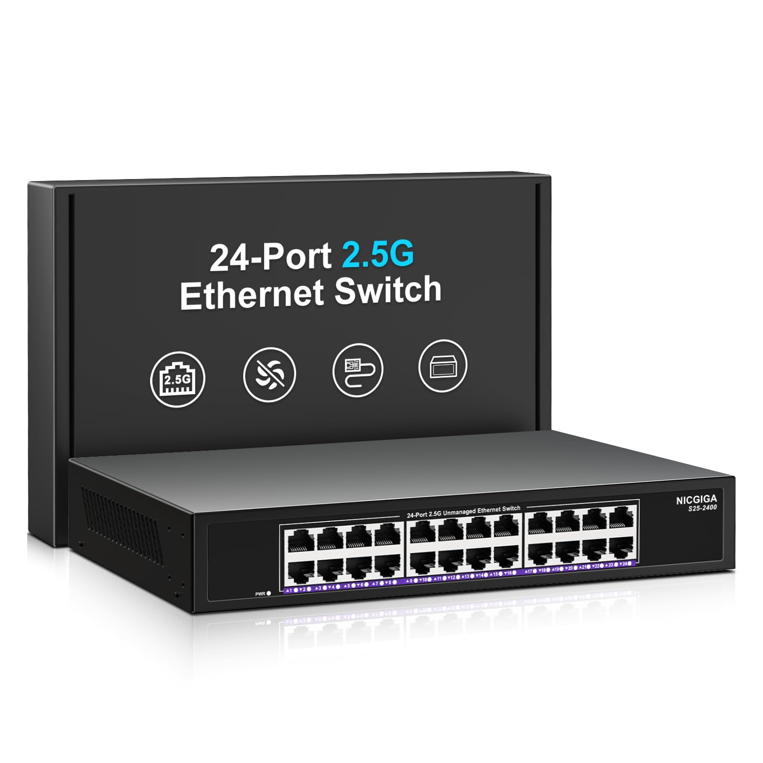 Amazon.com: 24 Port 2.5Gb Ethernet Switch Unmanaged, NICGIGA 24