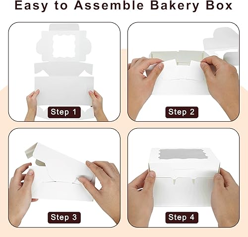 Miniatura 6 de XIINHPKGG - 50 cajas de galletas de 6 x 6 x 3 pulgadas cajas de panadería con ventana, cajas de golosinas, cajas de fresas, mini cajas de pastel