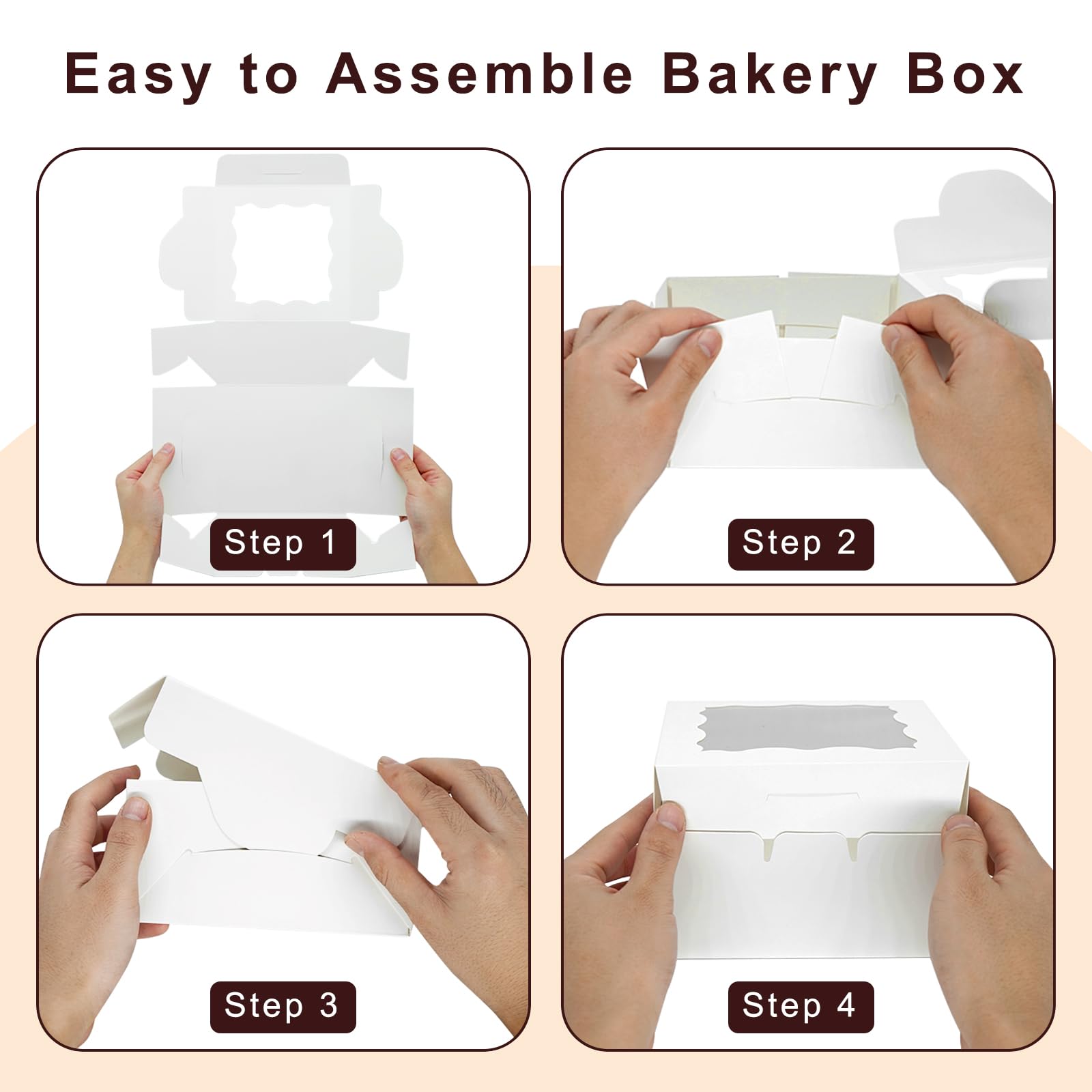 XIINHPKGG 50 cajas de galletas de 6 x 6 x 3 pulgadas: cajas de panadería con ventana, cajas de golosinas, cajas de fresas, mini cajas de pastel para cupcakes, dulces, chocolates, fresas, postres,