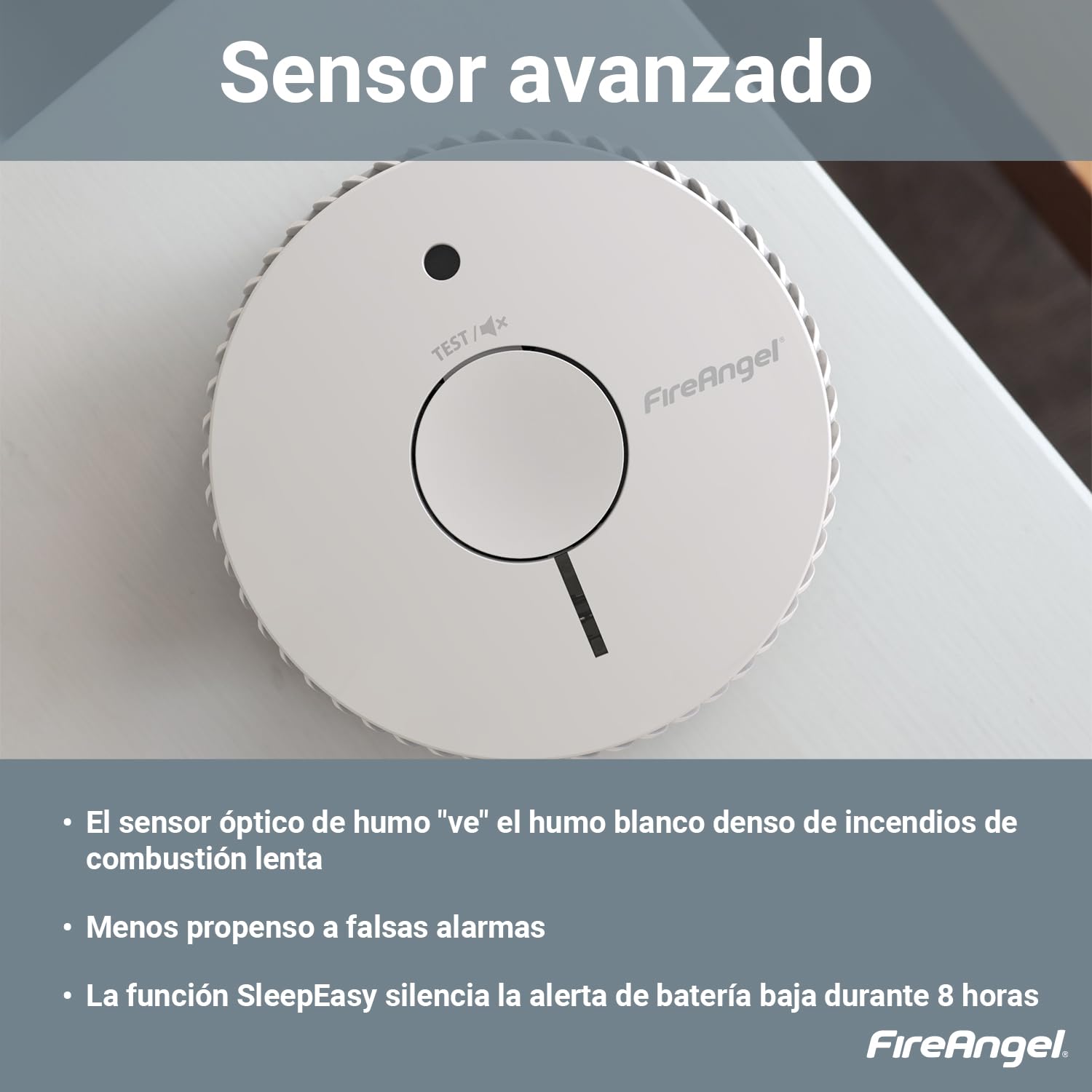 FireAngel Detector de Humo Óptico FA6115-INT - Alarma de Incendios para Hogar y Caravanas con Batería de 5 Años de Duración - Repuesto del ST-625
