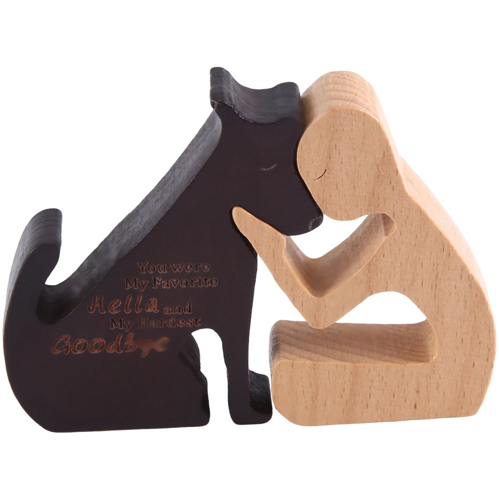 Kahdsvby Dog Family Statue Handmade Wood Decoration, Ornament Craft Arts for Office, Living Room (Man+Puppy)