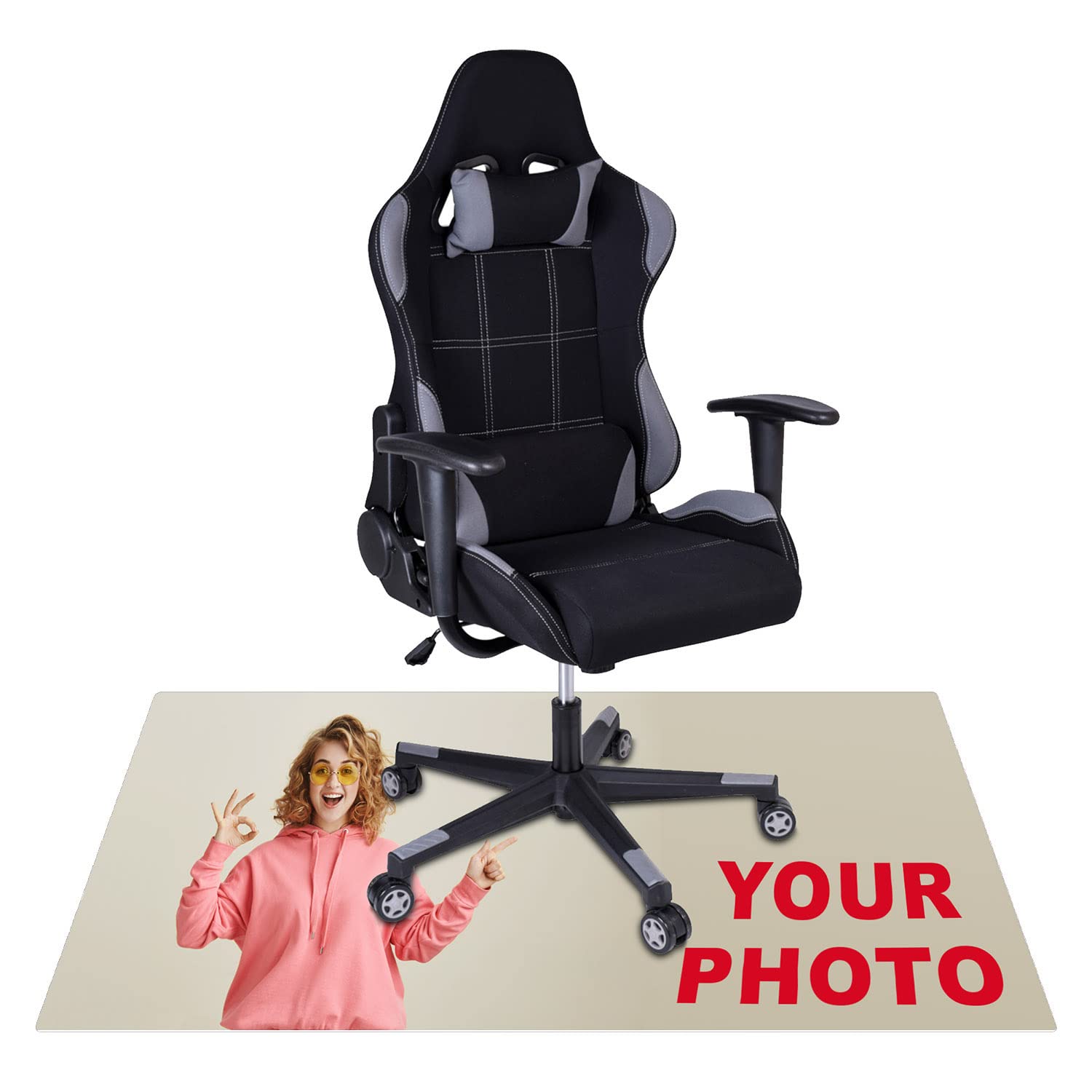 Ferocity | Personalisierte Bodenschutzmatte Bürostuhl Unterlage | MIT Foto & Text | 90X140cm | für Schreibtisch ins Büro | Kinderzimmer Spielmatte | rutschfest | Kratzfest | für Hartboden [161]
