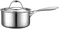 Vista 9 de Cooks Standard - Cacerola de acero inoxidable con tapa, olla de salsa recubierta de múltiples capas de 1.5 cuartos de galón, plateada