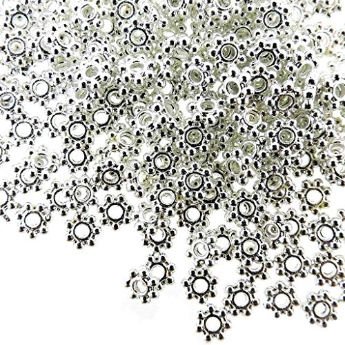 Beads direct usa bright silver daisy flower spacer beads flower 4…
