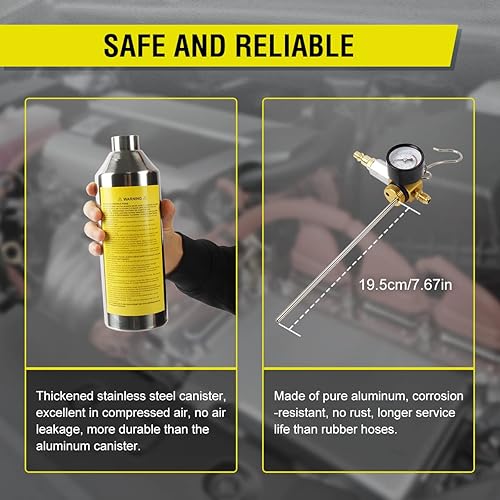 Miniatura 7 de CMTOOL Herramienta de inyector de aceite de CA R134A Kit de herramientas de inyector de tinte AC, kit de descarga de CA para casa de coche, kit de