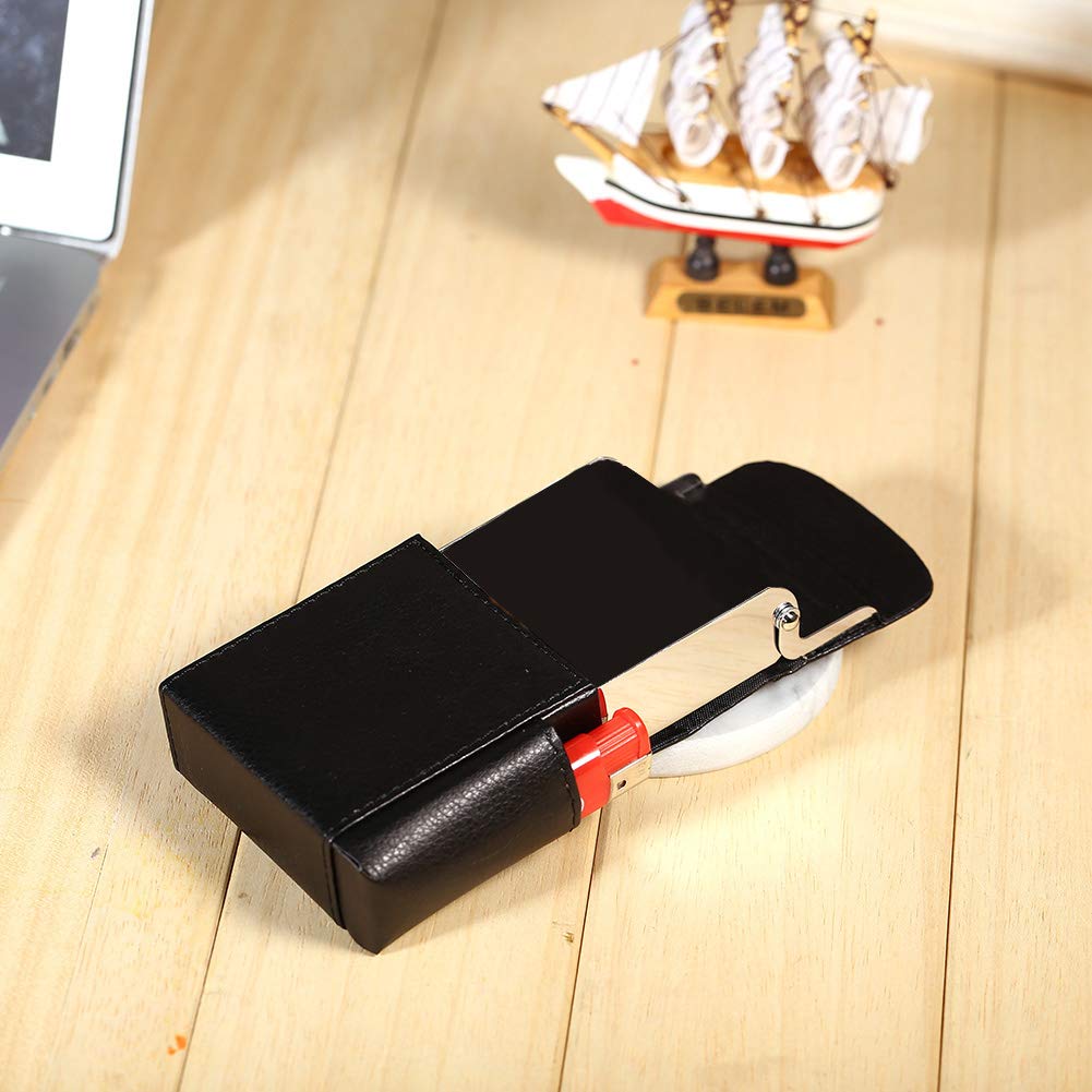 Portasigarette, Portasigarette Porta Sigaretta Cover con Più Leggero Slot in Pelle PU Pacchetto Sigarette Custodia per Box Uomo e Donna Portamonete Stoccaggio Flip Aperto Tasca di Container (Nero)