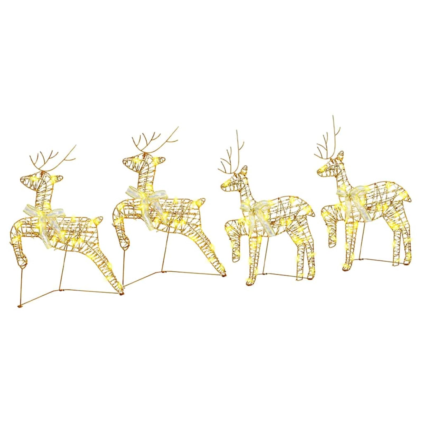 Gecheer LED Rentiere mit 80 LEDs 4 pcs Gold Haustier, Weihnachtsdekoration für Weihnachtsmarkt Festliche Eventdekoration Garten Rasen Terrasse Vorgarten Fassade3399384