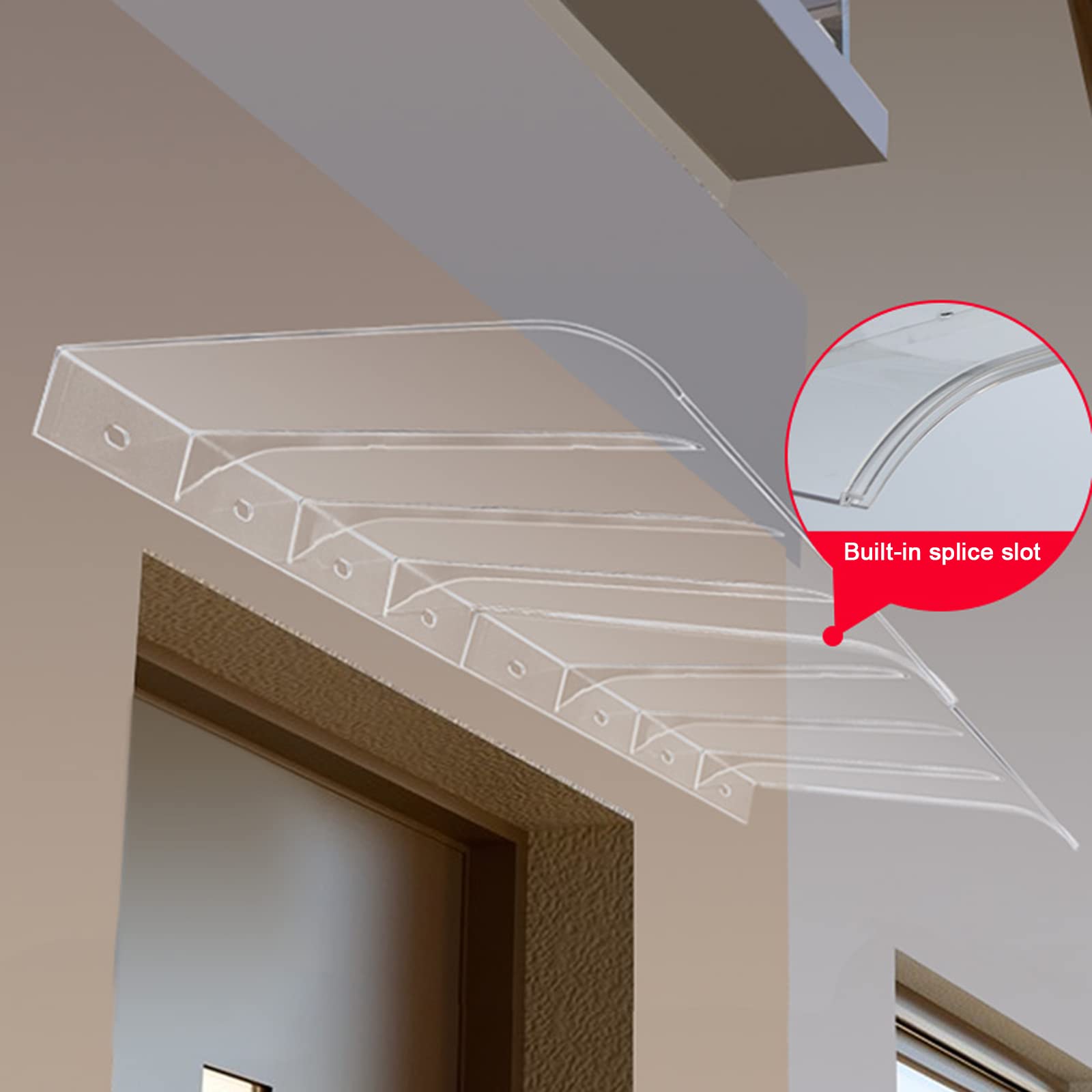Osłona markizy na okno zewnętrzne, ochrona przed deszczem i śniegiem, przezroczysty poliwęglan, schronienie, na dach, balkon i do ogrodu (rozmiar: 40 x 140 cm / 16 cali x 55 ")