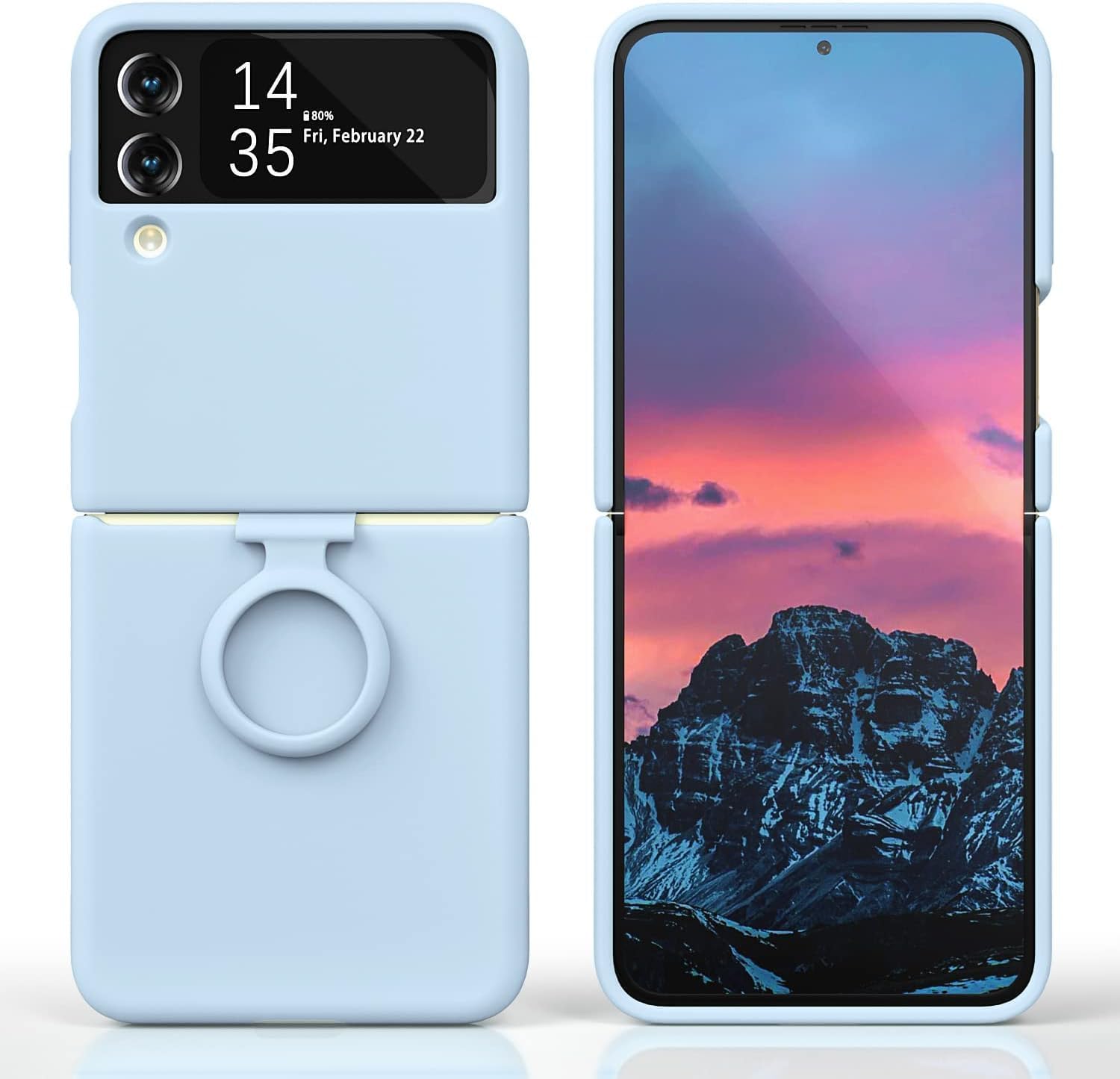 MIDOS Back Cover Compatible with Samsung Z Flip 4 Silicone Case Full Protection Shock Proof Case for Samsung Galaxy Z Flip 4 (Sky Blue)