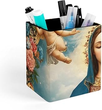 Pen Holder Stand For Desk, Pencil Pen Holder Cup, Desktop Stationery Organizer, Waterproof Multifunctional Office Supplies Christian Bible Verse Prayer Healing Virgin Mary