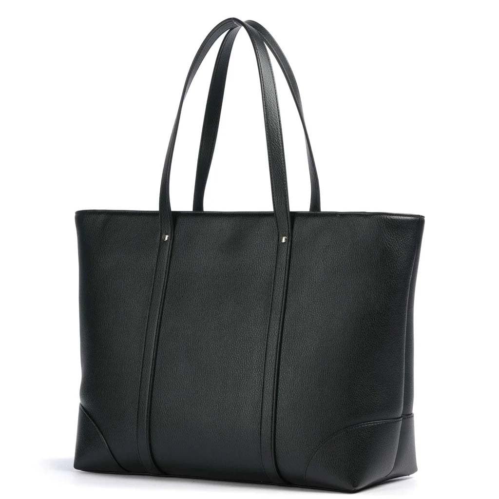 Armani Exchange Polly, Gold Logo Plate, Shoulder Strap, Shopping Bag Donna, Nero