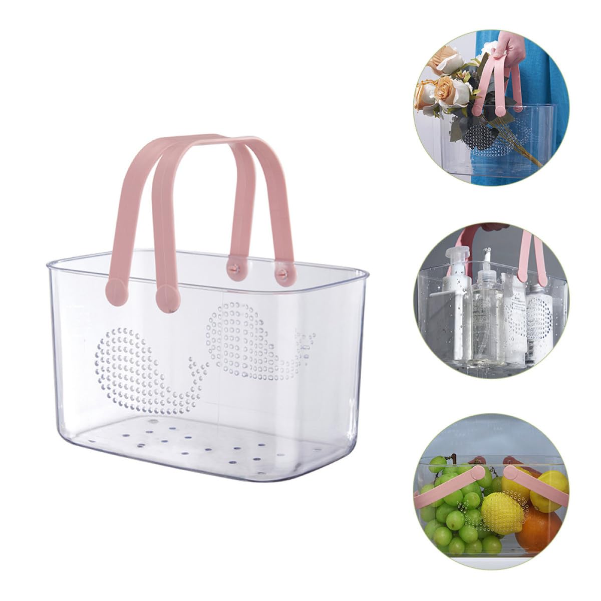 Cesta de Ducha de Plástico Reutilizable con Asas, Organizador Portátil para Baño y Cocina, Gran Capacidad y Diseño de Drenaje