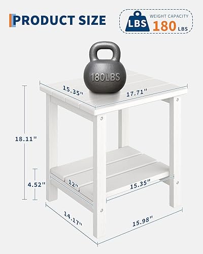 Miniatura 9 de GarveeLife Juego de 2 mecedoras de madera de polietileno para exteriores con mesa auxiliar, sillas mecedoras de porche de respaldo alto de