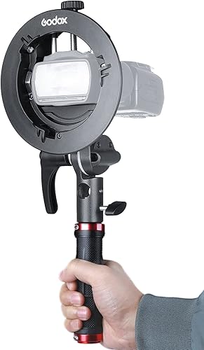 Godox Soporte Speedlite S2 con mango para Godox AD100Pro II, AD200Pro ii, V1, V100 Speedlite de cabeza redonda, V860IIi  TT685  TT600 Falsh, montaje