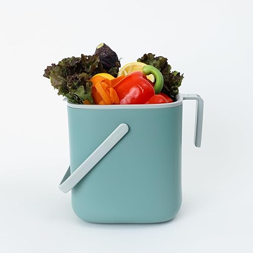 Miniatura 7 de Blue Ginkgo Cubo de compost de cocina 2.6 litros 0.69 galones, sin filtro, hermético y sin olor, cubo de basura de alimentos con asas (fabricado en