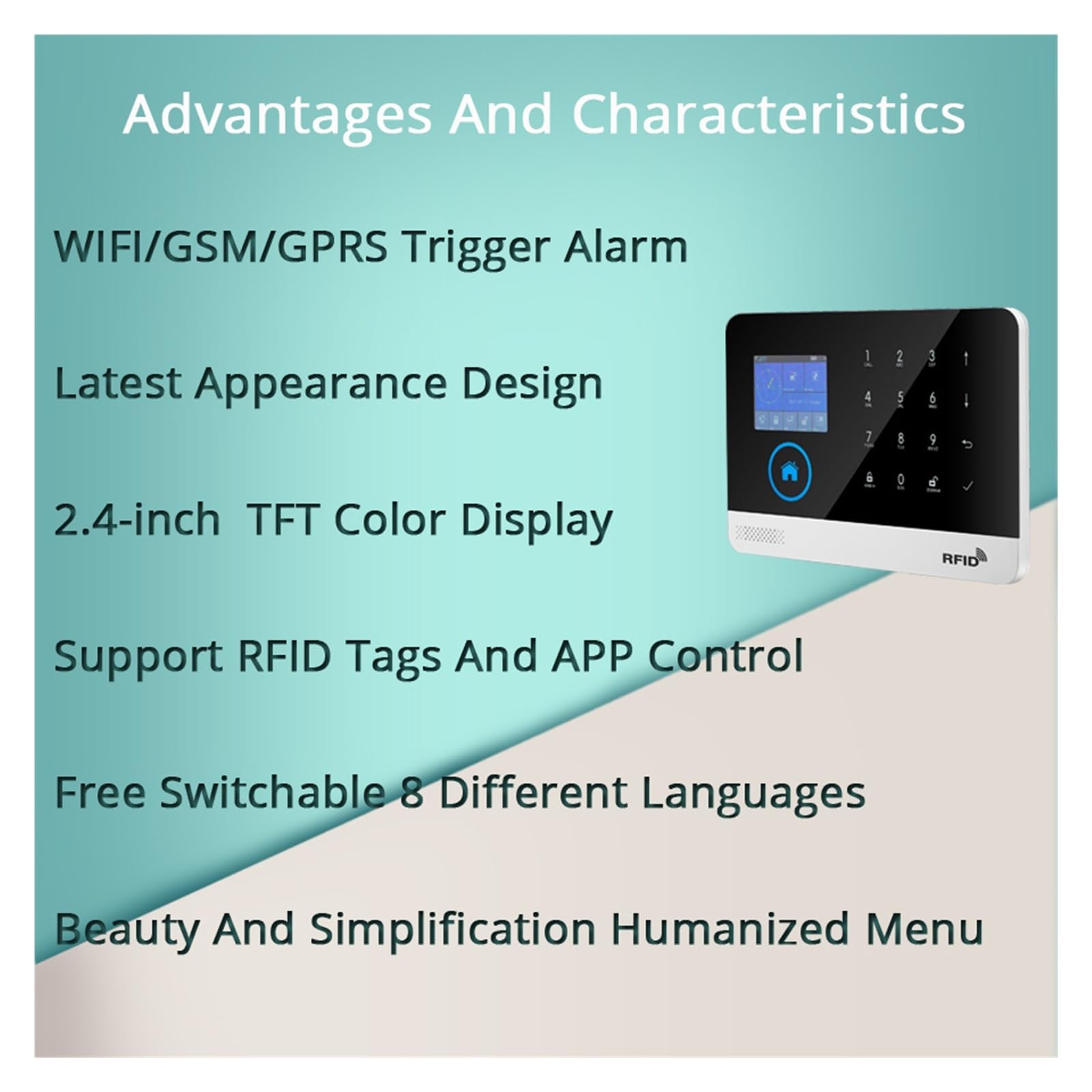 Sistema di Allarme di Sicurezza Domestica, di Allarme for La Sicurezza Antifurto Domestica Tuya Smart House App Control 433 MHz gsm Wireless con Telecamera Sensore Movimento(W2B Bundle 3)
