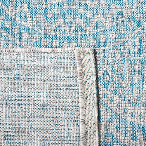 SAFAVIEH Washable Rug Outdoor Courtyard Collection - 7'10" Square, Light