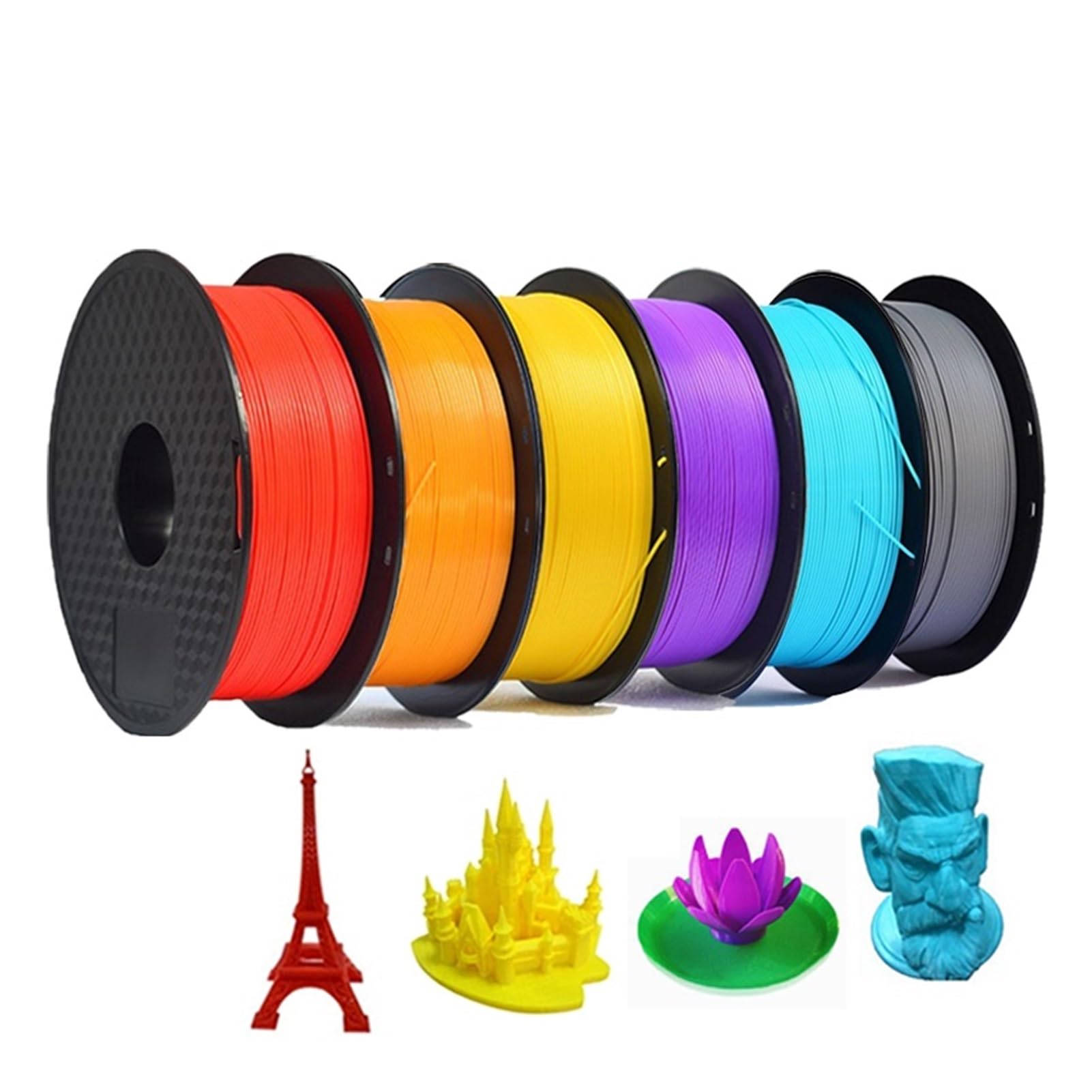 PLA Filament 1.75mm 250g, Purple/Green/Red/Black/Blue/Gray | 1.75mm PLA filament, 250g spool. ±0.05mm tolerance. Vacuum-sealed.(PLA-Gray 250g)