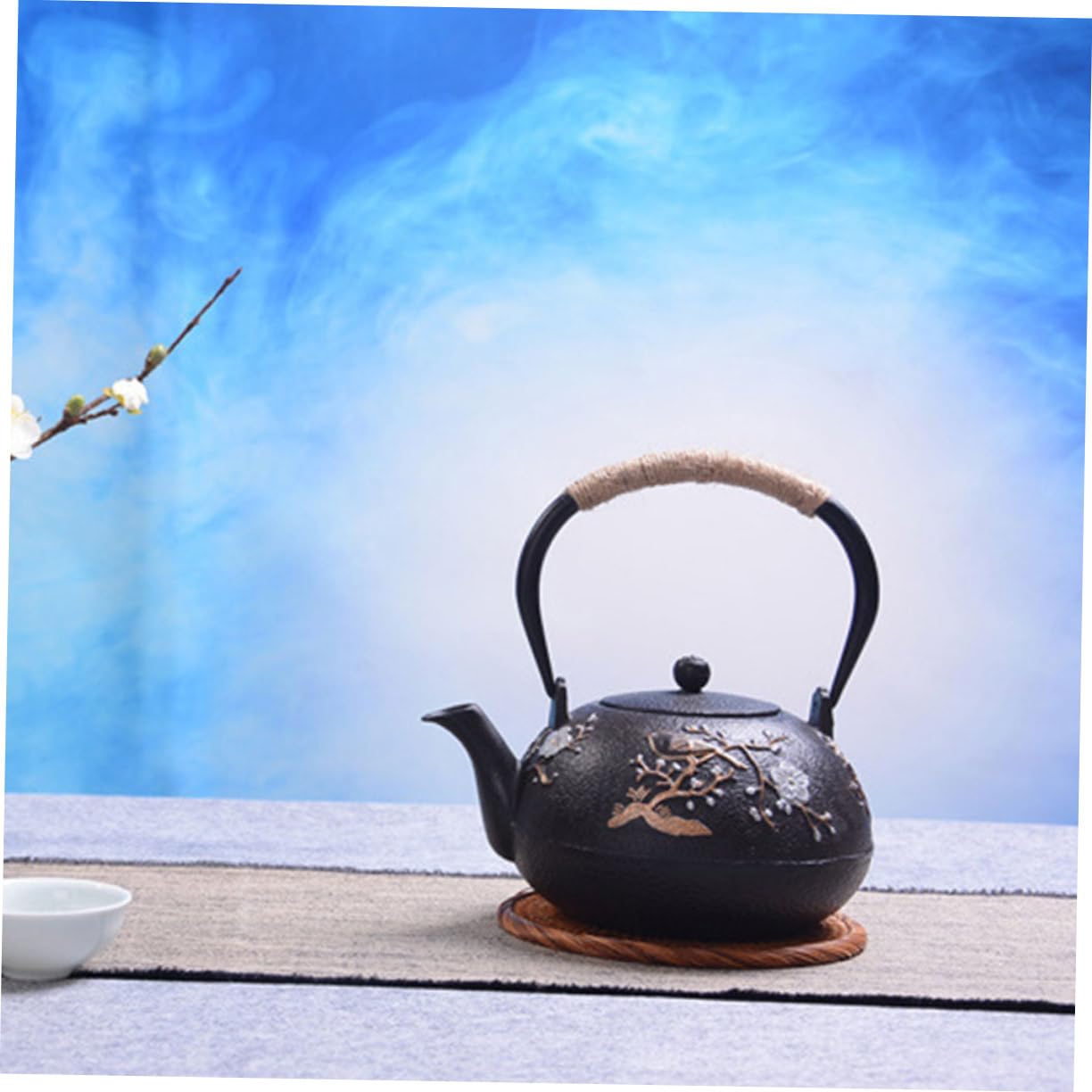 PRETYZOOM Tetera de Hierro Fundido Tetsubin Pequeña 800 Ml Hierro Fundido Resistente Infusor Integrado para Té Hojas Sueltas Hogar y Oficina Diseño Retro para Salón de Té