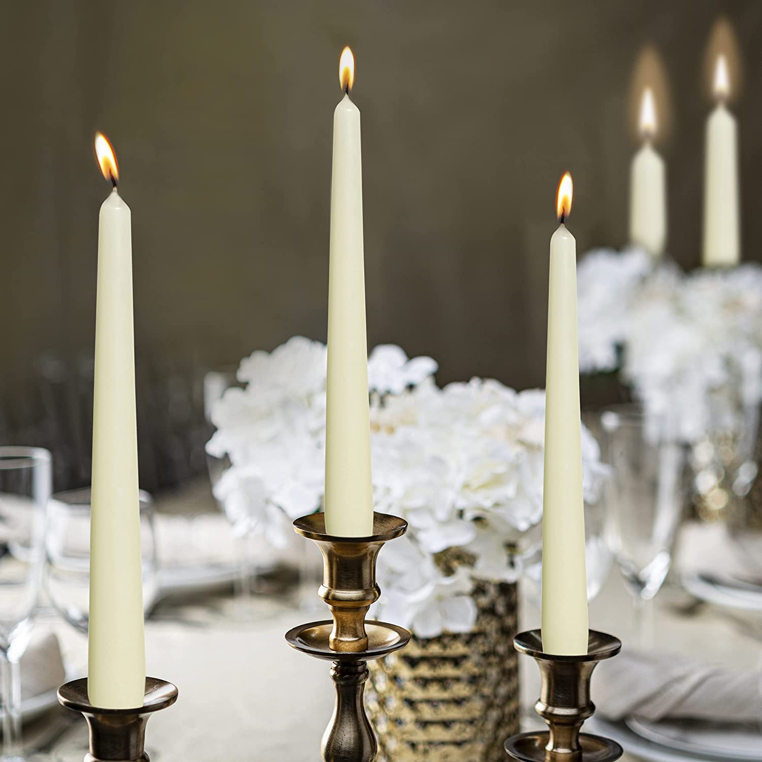 Bolsius Spitzkerze 103400335505, elfenbeinfarben, 25,4 cm, Creme, 100 Stück