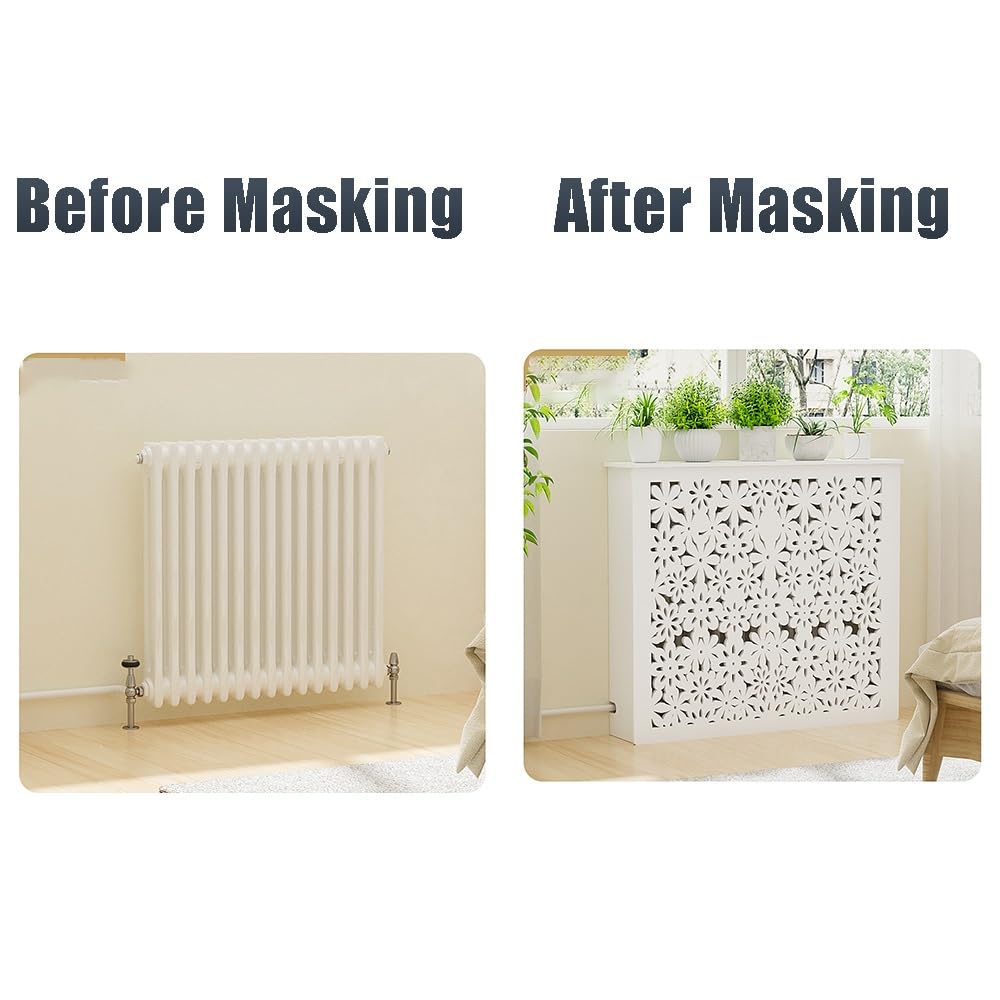 Maison Cache Radiateur, Étagère De Radiateur Blanc 90cm De Hauteur, Moderne Tablette De Radiateur, Meuble Radiateur D'aération(90 * 70 * 20cm/35.4 * 27.6 * 7.9in)