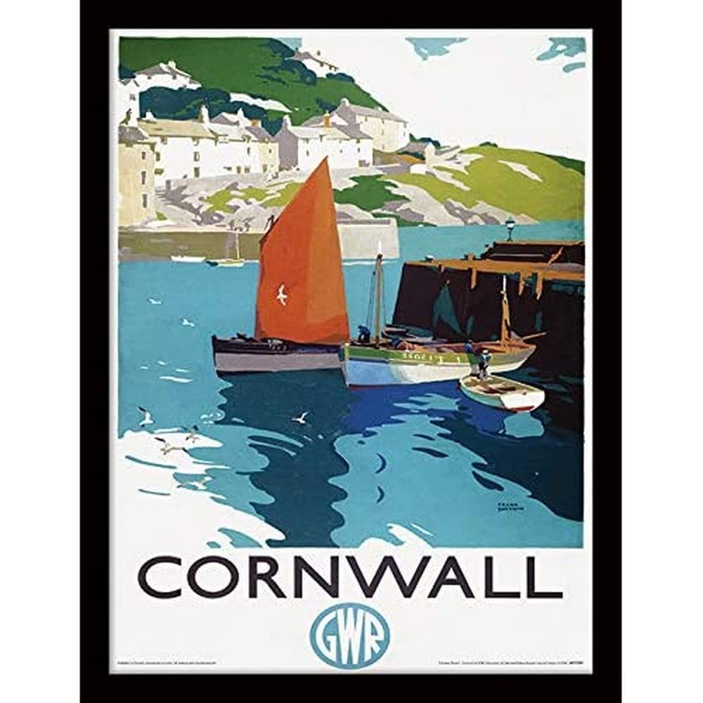 National Railway Museum FP11729P-PL Cornwall (Boats) Framed 30 x 40cm Print, MDF, Multi-Colour, 42 x 32 x 2.4 cm