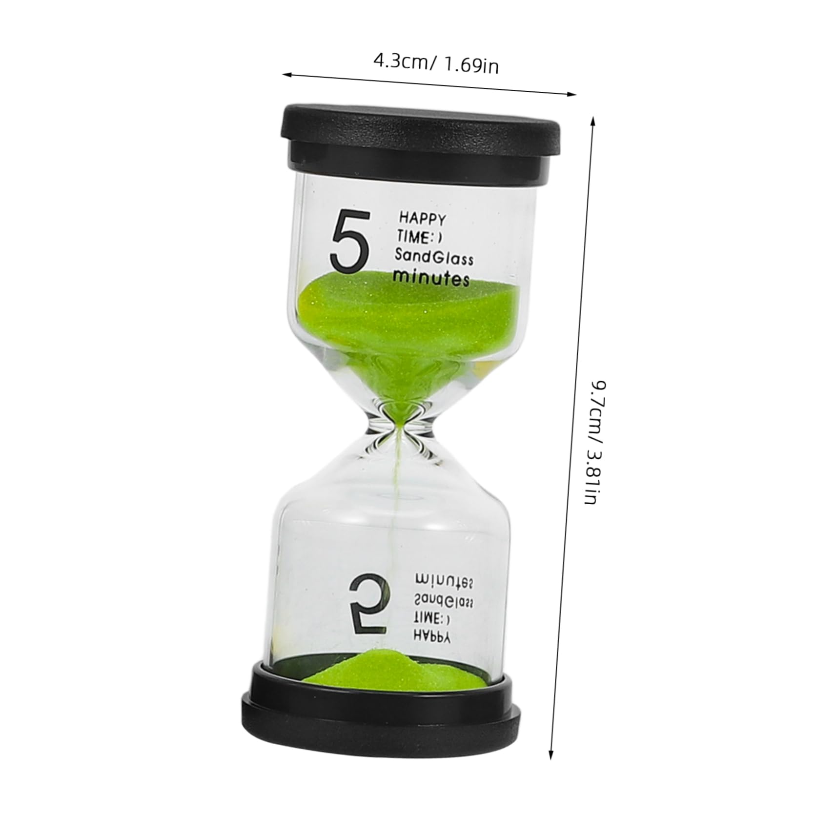 6 Stück Kleiner Sanduhren mit Schwarzer Kappe aus Glas und Abs