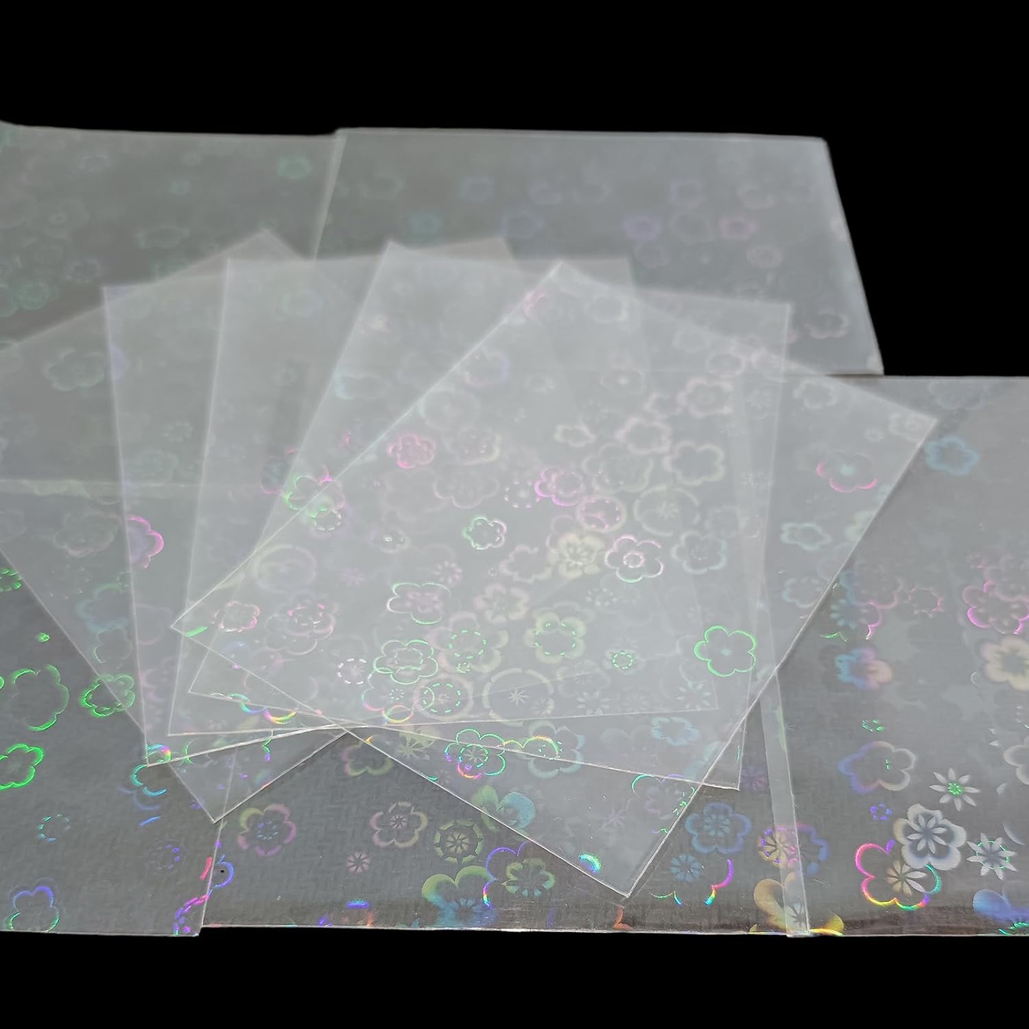 100 PCS Top Loading Sakura Patterned Holographic Card Sleeves, Colorful Transparent Card Protector for Kpop/Idol/TCG/CCG Standard Sized/Japanese Sized Cards Cover (65×90mm)