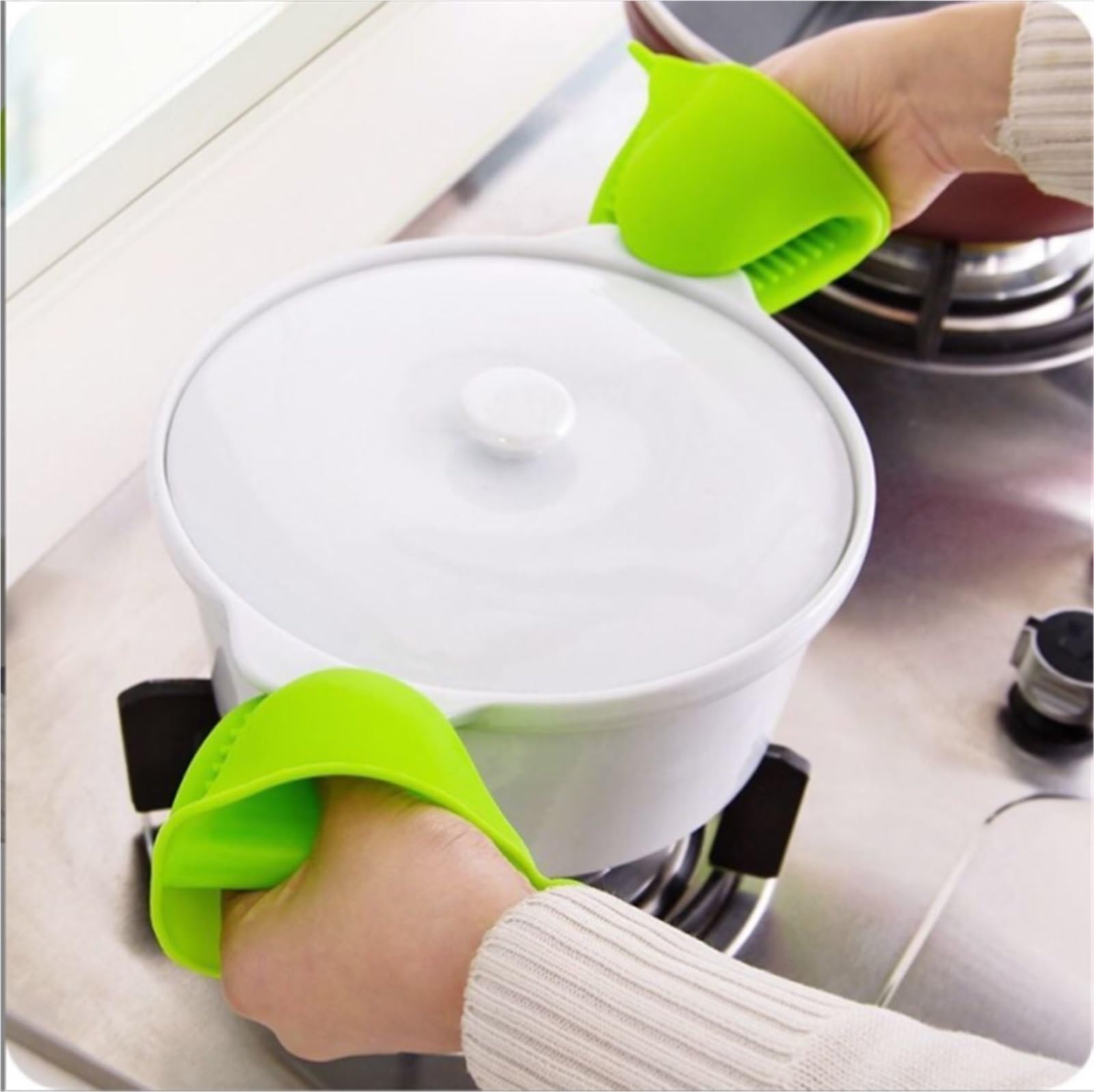 Gants de Cuisine Gants De Four Anti-brûlure en Silicone, Gants De Cuisine, Plateau, Poêle, Bol, Support De Four, Clip À Main Manique(Rosa,11cm-Thickening)