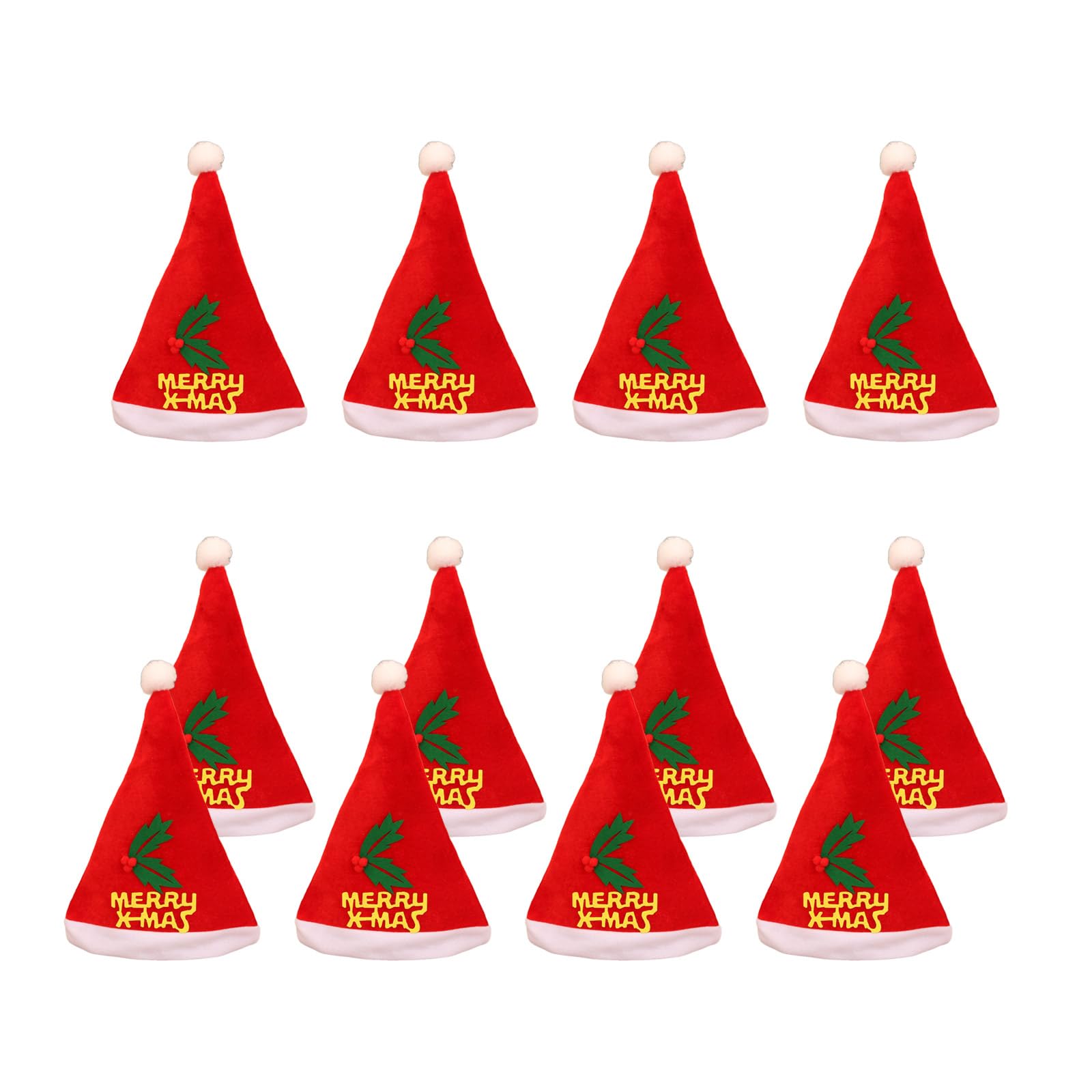 Elnwnnkc Of 12 Christmas Party Santa Hat with Belt Decoration Festival Santa Hat for Celebration Nonwoven Fabric