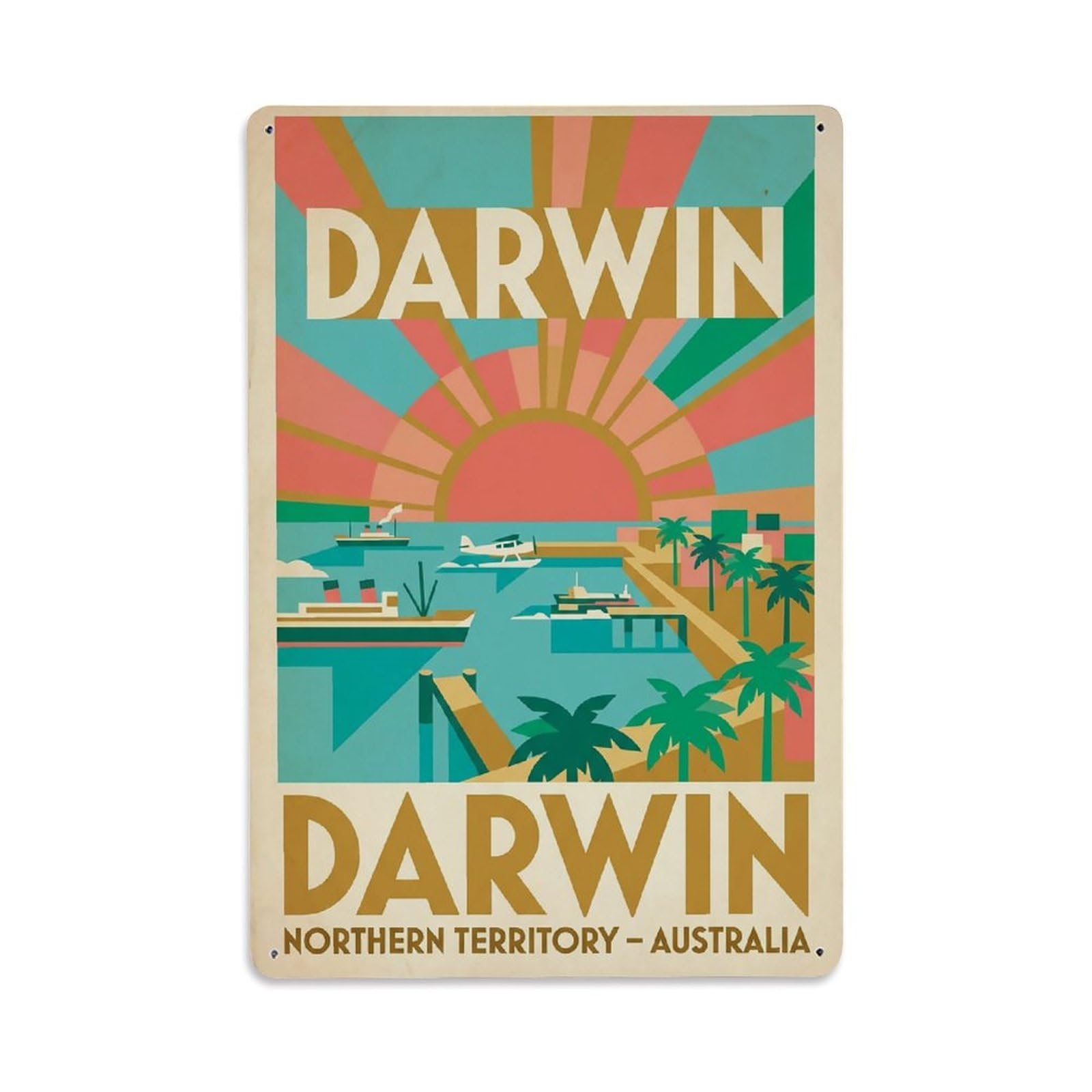 Retro Travel Australia Darwin Metal Tin Sign