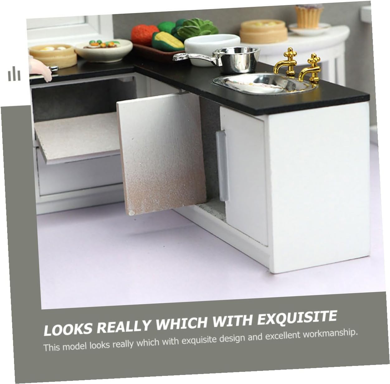 Scale Mini Kitchenette Dollhouse Furniture Ornament Realistic Colorful Wooden Mini House Accessory for Dollhouse Decoration Model Box and DIY Crafts