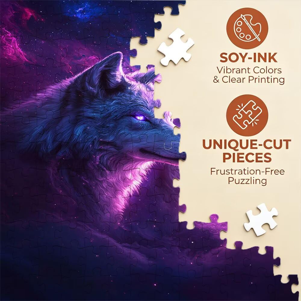 Puzzle 3000 elementów, puzzle dla dorosłych gwiaździste niebo wilk artystyczne puzzle, gra puzzli, drewniane układanki, niemożliwa klasyczna układanka, do gry edukacyjnej wyzwanie zabawki, układanki